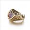 vintage cubic zircon engrave antique gold 316L stainless steel rings band for men