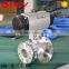 Pneumatic ball valve dn80 3 way flange end ball valve