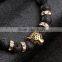 Buddhism style bangle jewelry 2016 silver lion with obsidian beads bracelet men
