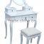 Wooden french dressing table with mirror and 5 drawers