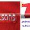 Embroidred LOGO 3pcs Transparent Front Fly Buttons 50% Polyester 50% Cotton Red T Shirt