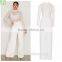 Long sleeve wide pant legs stretchy lace top white jumpsuit