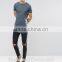 OEM super longline curved hem blue muscle t-shirt / slim fit tight tee shirts for men