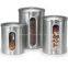Round Stainless Steel Window Canister Set with Lids