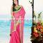 Deep Pink color Lace,Moti,Resham work Saree 2015