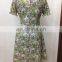 skirt dress type green floral printed short sleeves beautiful collar baju kebaya dress