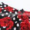 rock n roll party club black white polka dot red floral a line midi skirt for women