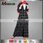 Fashion Business Wear Black and White Plaid Cardigans Tailored Collar Front Open Muslim Abaya