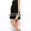 New 2016 Spring And Summer Black Flower Chiffon Maternity Dress New Pregnant Women Mini Novelty Party Dress