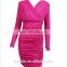 Elegant ladies pink shirring dress,bodycon dress fashion