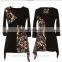 Latest Fashion Blouse Design High Neck Geometric Printed Patchwork Tunic Top