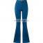 Blue cotton high-waisted wholesale women flared jeans