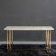 Modern marble top golden chrome leg long dining table for restaurant