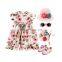 Short sleeve Chiffon Ruffle Collar Floral printing flower dress Girls  Summer Dresses