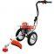 Portable operation Wheel Type Brush Cutter Gasoline Manual Grass Cutting Machine