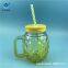 Manufacturer direct selling 500ml Mason glass juice cup with  handle