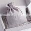 PandaSew Custom Logo Print Gray Gift Package Suede Velvet Pouch Jewelry Drawstring Bag