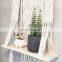 Hot Sold Macrame Wall Hanging Plant Hanger Woven Wooden Plant Pot Holder Indoor Outdoor Macrame Shelf