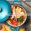 New Cast Iron Enamel Pumpkin Flower Shaped Cooking Bowl Stew Soup Dish Pot
