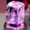 3D image crystal cube with led music base gift