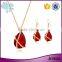 Fancy gold jewelry high density zinc alloy gold plated glass crystal pendant necklace set