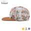 Leather Patch Wholesale Flat Brim Camp Custom Floral 6 Panel Hat