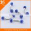 Double Crystals Beads Stainless Steel Eyebrow Rings Factory Direct Sale Body piercing jewelry