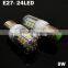E27 led corn bulb light corn led e27 5W 24pcs 5730 leds 220~240VAC/110VA corn lamp high quality 3 years warranty