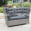 New design outdoor wicker two seat high back sofa chair