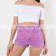 2015 young girls newly style pink high waist jean cuff shorts (JXC00192)