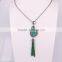 Jasper Stone Charms Druzy Tassel Necklace, Gem Stone Druzy Pendant, Pave Crystal Glass Tassel Jewelry, Stone Chain Necklace