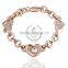 18KGP rose gold plated crystal rhinestone lovers' heart women flower bangle bracelet fashion jewelry B002