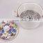 High Quality Blue Rose Flower Decal Printing Enamel Steamer Pot