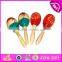 2017 Wholesale custom musical instrument kids wooden mini maracas W07I056