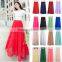 Latest fashion new women sexy plain color high waist chiffon maxi skirt