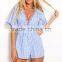 V neck summer beach sexy clothes latest printing design jumpsuits for women 2016 sexy