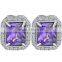 Amethyst Women Purple Zircon Platinum Plated Stud Earring