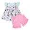 Hot Girls Fall Boutique Outfit Clothing Cute Baby Girls Flower Sets Kids Ruffle Flutter Clothes