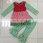100% cotton children clothing set stripe outfit for girls