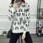 Panda printed white and black printed hoodies for women Autumn winter