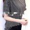Korean Women women stripe t-shirt Short Sleeve Mini Loose Black White T-Shirt Tops