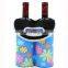 Simple Colorful Printed 2 Bottle Neoprene Cooler Wine Bag