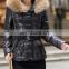Hot Sell New Design Women Stylish Shiny Down Jacket With Fur Hood