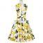 Belle Poque Stock Sleeveless Lemon Print Cotton Retro Vintage Audrey Hepburn style Dresses 50s Pinup BP000002-38