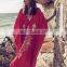 Plus size Red Cotton Beach Dress Embroidery Robe de Plage Bikini cover up Beachwear Pareos de Playa Mujer Beach tunic Cover ups