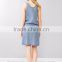 Wholesale Lady Sleeveless Round Neckline Tencel Denim Tank Dress/Plus Size Casual Dresses For Fat Women