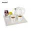 double layer white electric water kettle tray set for hotel room / hotel appliance
