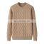 Luxury Cable Knit 100% Cashmere Pullover Crew Neck Sweater Solid Style Casual Winter Crew Neck Sweater with Front Logo