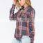 Autumn 100% Rayon Tantan Womens Plaid Shirt