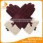fashion ladies /girls sheep suede and fake fur leather gloves